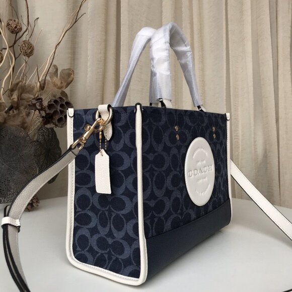 COACH Dempsey Tote 40 In Signature Blue Jacquard with Patch Bag - Picture 5 of 7